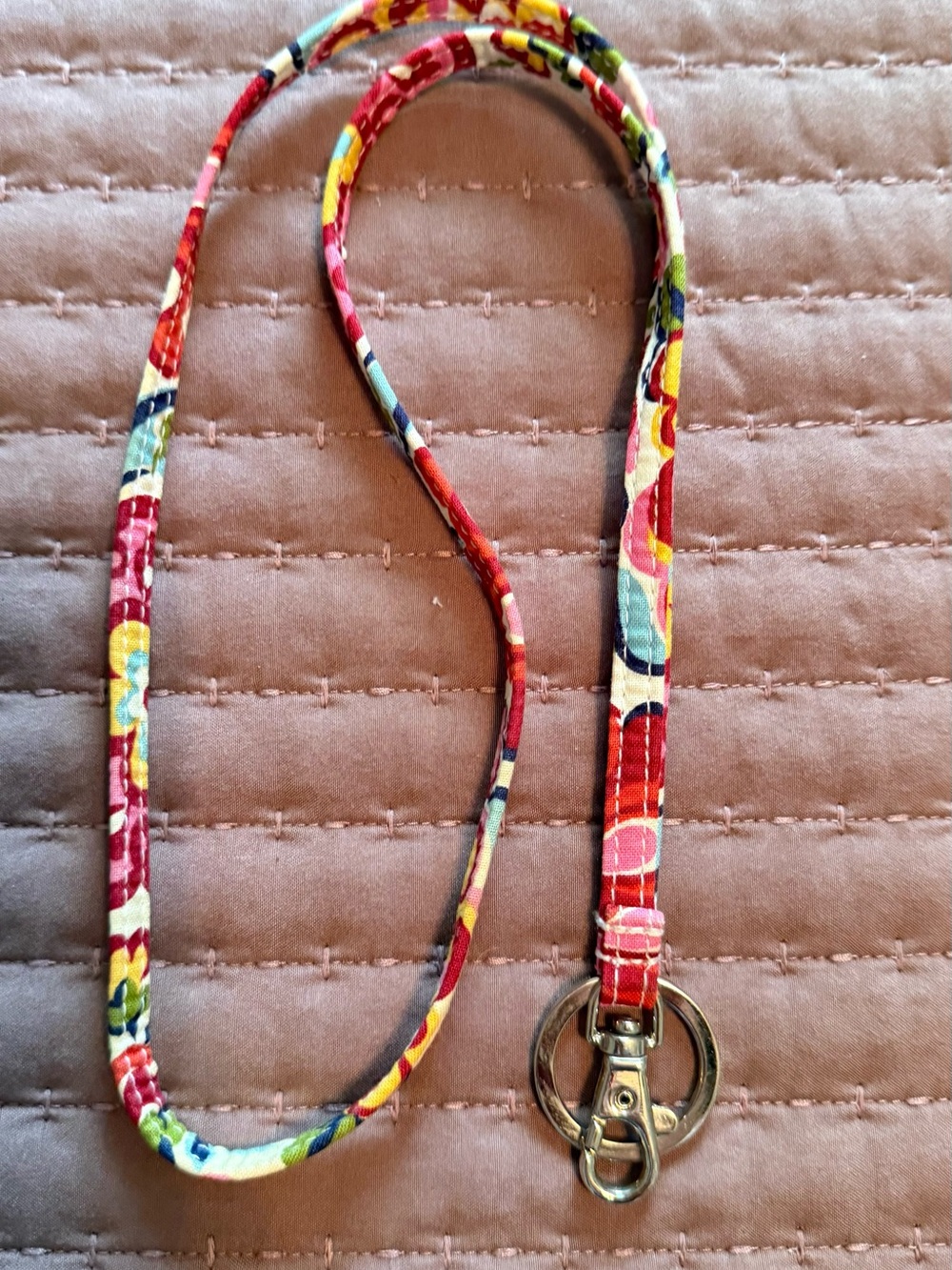 Vera Bradley Floral Lanyard Key & Card Holder in Red, Pink, Yellow, Blue, Green
